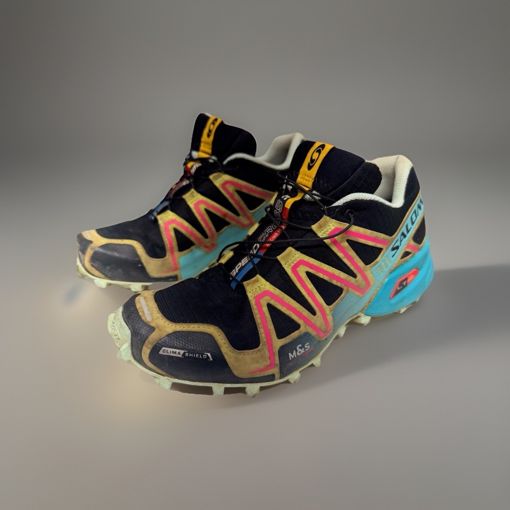 Salomon Speedcross 3 CS Trail Running Shoes Men's US 8.5 Black Teal Ortholite